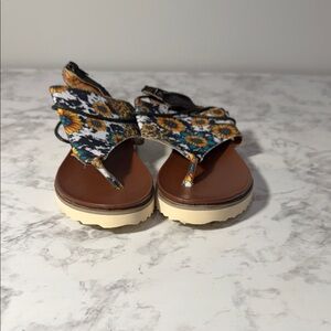Floral and Cow Print Sandals Size 38